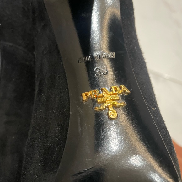 Prada Black Suede Lace Up Booties - Size 35 - Picture 9 of 13